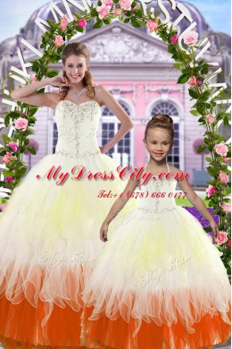 Discount Tulle Sleeveless Floor Length 15th Birthday Dress and Beading