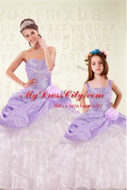 Sleeveless Lace Up Floor Length Beading and Ruffled Layers and Hand Made Flower 15th Birthday Dress