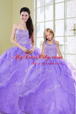 Sleeveless Lace Up Floor Length Beading Sweet 16 Quinceanera Dress