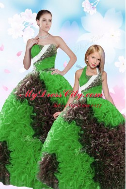Lovely Taffeta Sleeveless Floor Length Vestidos de Quinceanera and Sequins and Pick Ups