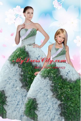 Sequins Pick Ups Floor Length Multi-color Quinceanera Gown Sweetheart Sleeveless Lace Up