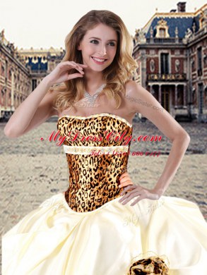 Stylish Pick Ups Ball Gowns Vestidos de Quinceanera Champagne Strapless Taffeta Sleeveless Floor Length Lace Up