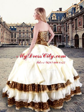Stylish Pick Ups Ball Gowns Vestidos de Quinceanera Champagne Strapless Taffeta Sleeveless Floor Length Lace Up