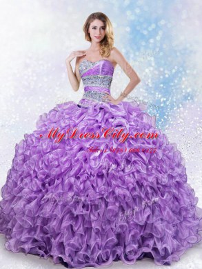 Artistic Sweetheart Sleeveless Organza Quinceanera Dresses Beading and Ruffles Lace Up
