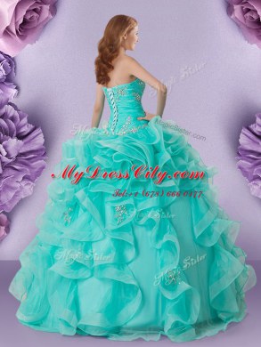 Sleeveless Lace Up Floor Length Beading and Ruffles Vestidos de Quinceanera