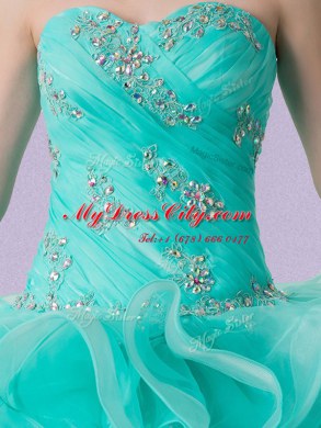 Sleeveless Lace Up Floor Length Beading and Ruffles Vestidos de Quinceanera