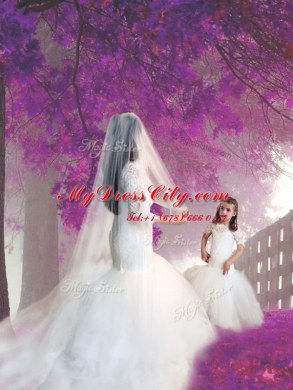 Discount Mermaid Scoop Short Sleeves Lace Zipper Flower Girl Dresses