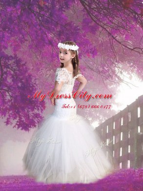 Discount Mermaid Scoop Short Sleeves Lace Zipper Flower Girl Dresses