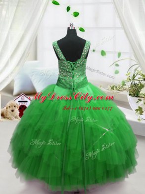 Eye-catching Floor Length Ball Gowns Sleeveless Turquoise Womens Party Dresses Lace Up