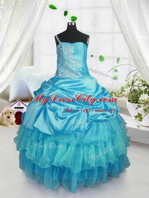 Unique Sleeveless Lace Up Floor Length Pick Ups Pageant Gowns For Girls