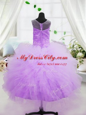 Inexpensive Scoop Ruffles High School Pageant Dress Hot Pink Zipper Sleeveless Floor Length