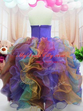 Sleeveless Zipper Floor Length Beading and Ruffles Juniors Party Dress