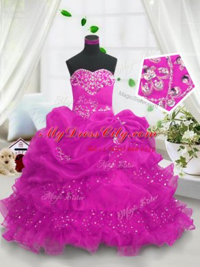 Exquisite Sleeveless Lace Up Floor Length Beading and Ruffled Layers and Pick Ups Custom Made Pageant Dress