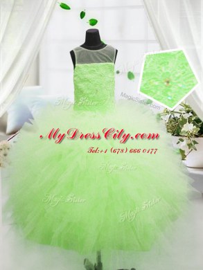 Floor Length Yellow Green Pageant Dresses Scoop Sleeveless Zipper