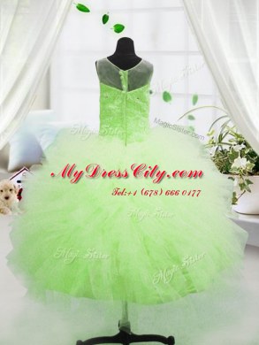 Floor Length Yellow Green Pageant Dresses Scoop Sleeveless Zipper