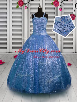 Cute Straps Sleeveless Sequined Pageant Dress Wholesale Sequins Lace Up