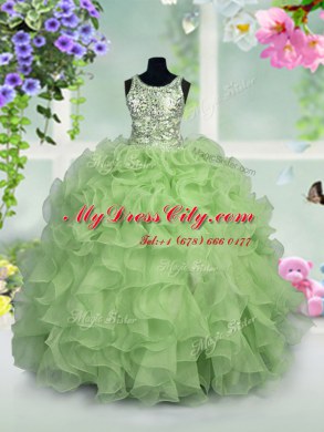 Sequins Floor Length Apple Green Pageant Dress Wholesale Scoop Sleeveless Zipper