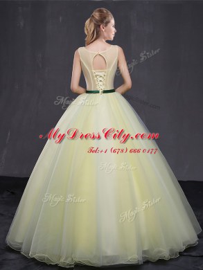 Custom Fit Scoop Sleeveless Organza Sweet 16 Dresses Appliques Lace Up
