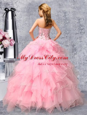 Sleeveless Beading and Ruffles Lace Up Quinceanera Gowns