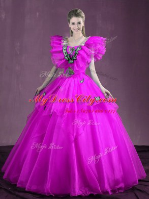 Sweetheart Sleeveless Organza Sweet 16 Dress Appliques and Ruffles Lace Up