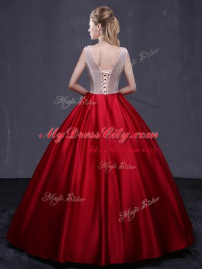 Suitable Wine Red Sweet 16 Dresses Military Ball and Sweet 16 and Quinceanera and For with Appliques Scoop Sleeveless Lace Up