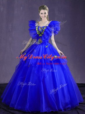 Sweetheart Sleeveless Organza Quince Ball Gowns Appliques and Ruffles Lace Up