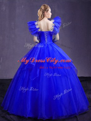 Sweetheart Sleeveless Organza Quince Ball Gowns Appliques and Ruffles Lace Up