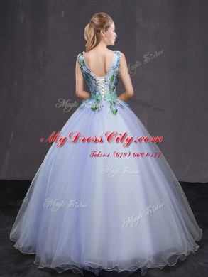 Sleeveless Appliques and Belt Lace Up 15 Quinceanera Dress