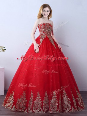 Tulle Sleeveless Floor Length Quinceanera Gown and Appliques and Sequins