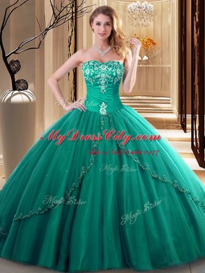 Floor Length Ball Gowns Sleeveless Dark Green Sweet 16 Dress Lace Up