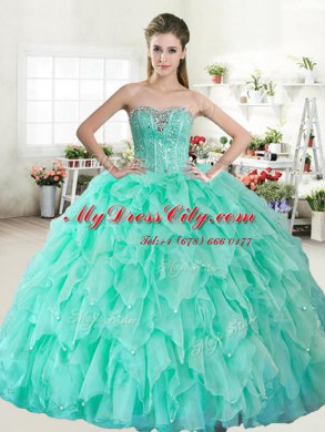 Great Watermelon Red and Coral Red Sweetheart Lace Up Beading Sweet 16 Dresses Sleeveless