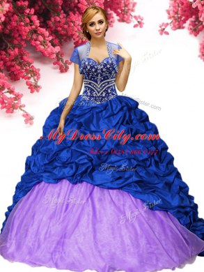 Popular Pick Ups Royal Blue Quinceanera Gown Sweetheart Sleeveless Brush Train Lace Up