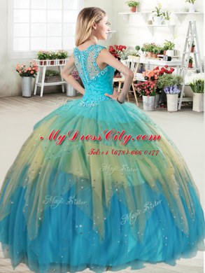 Straps Ruffled Floor Length Ball Gowns Sleeveless Multi-color Sweet 16 Dress Zipper