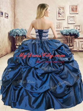 Sweetheart Sleeveless Organza and Taffeta Quinceanera Dresses Beading and Embroidery and Pick Ups Lace Up