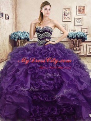 Discount Navy Blue Sweet 16 Dresses Military Ball and Sweet 16 and Quinceanera and For with Beading and Ruffles Sweetheart Sleeveless Lace Up