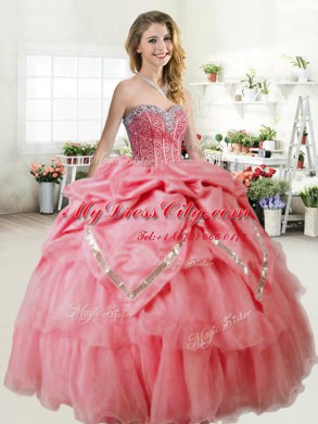 Shining Sweetheart Sleeveless Organza and Taffeta Quinceanera Dresses Beading Lace Up