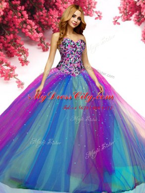 Low Price Multi-color Lace Up Sweetheart Beading Sweet 16 Quinceanera Dress Tulle Sleeveless