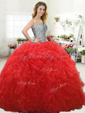 Tulle Sleeveless Floor Length Vestidos de Quinceanera and Beading