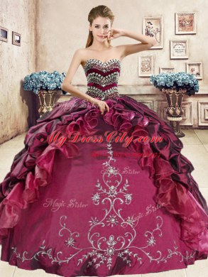 Unique Red and Royal Blue Sweetheart Lace Up Beading and Embroidery and Pick Ups Quinceanera Gown Sleeveless