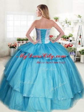 Sweetheart Sleeveless Quinceanera Dresses Floor Length Beading and Ruffled Layers Apple Green Tulle