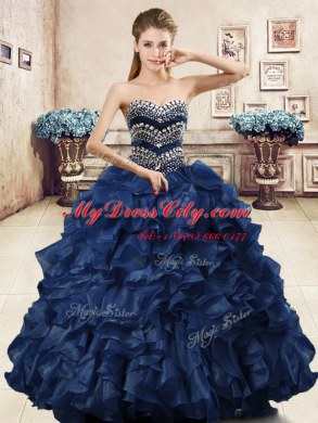 Sleeveless Floor Length Beading and Ruffles Lace Up 15th Birthday Dress with Wine Red