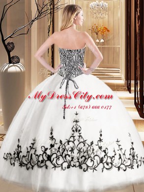 Superior Floor Length Ball Gowns Sleeveless White Quinceanera Gowns Lace Up