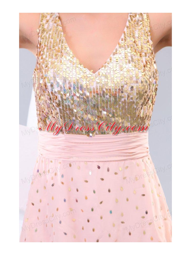 2013 Empire V-neck Sequins Knee-length Prom Dress