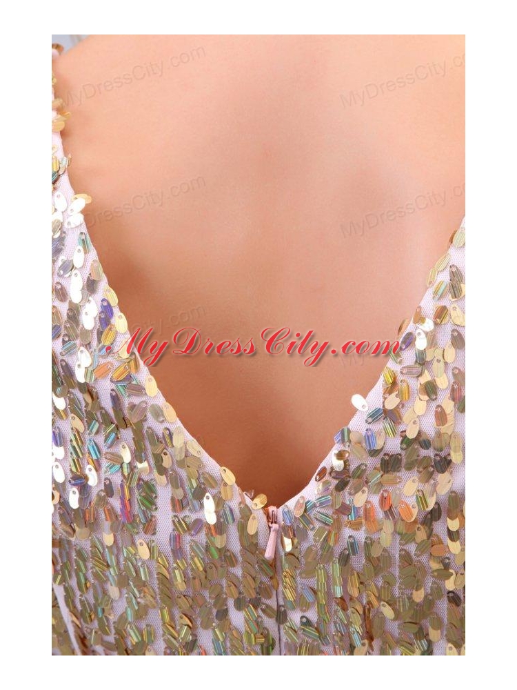 2013 Empire V-neck Sequins Knee-length Prom Dress
