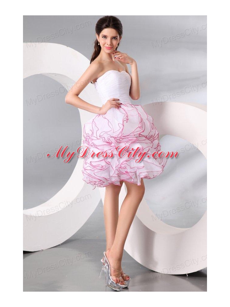 White Princess Sweetheart Knee-length Prom Cocktail Dress