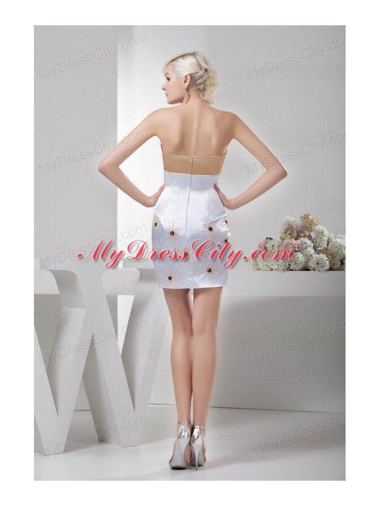 Champagne and White Sexy Mini-length Cocktail Dress with Beaded