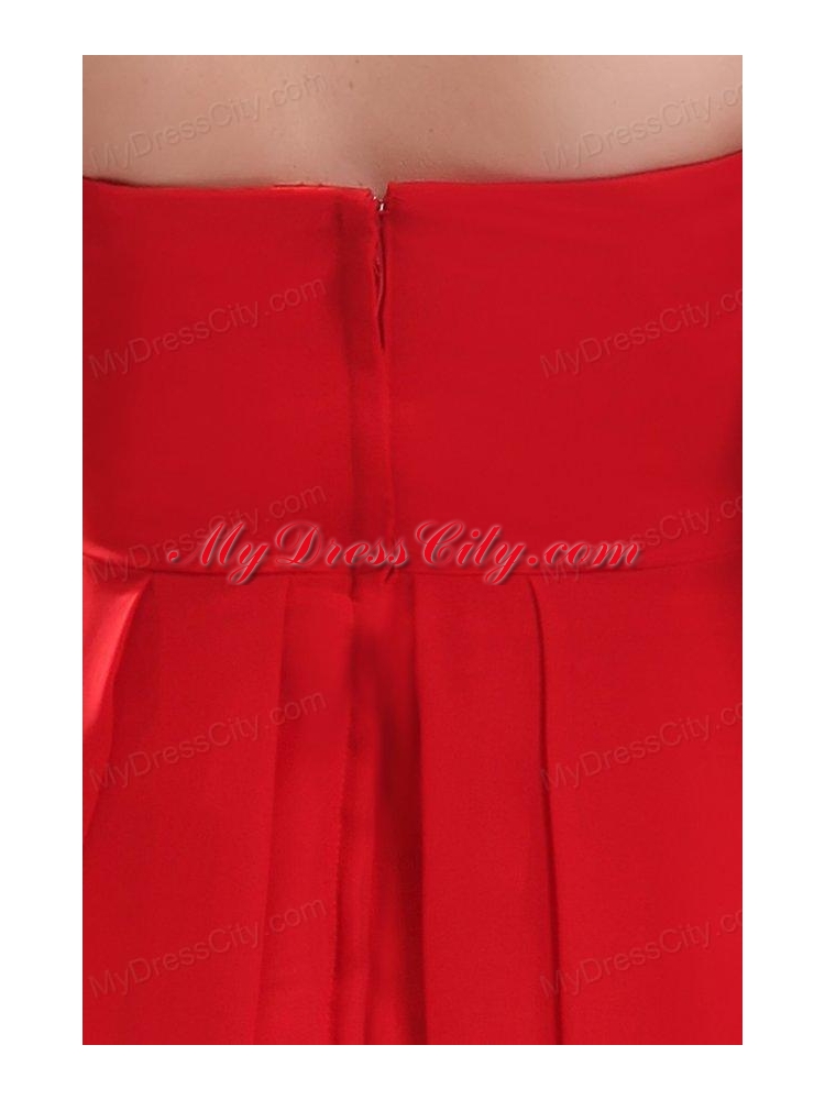 Simple Empire Sweetheart Floor-length Chiffon Ruching Red Prom Dress
