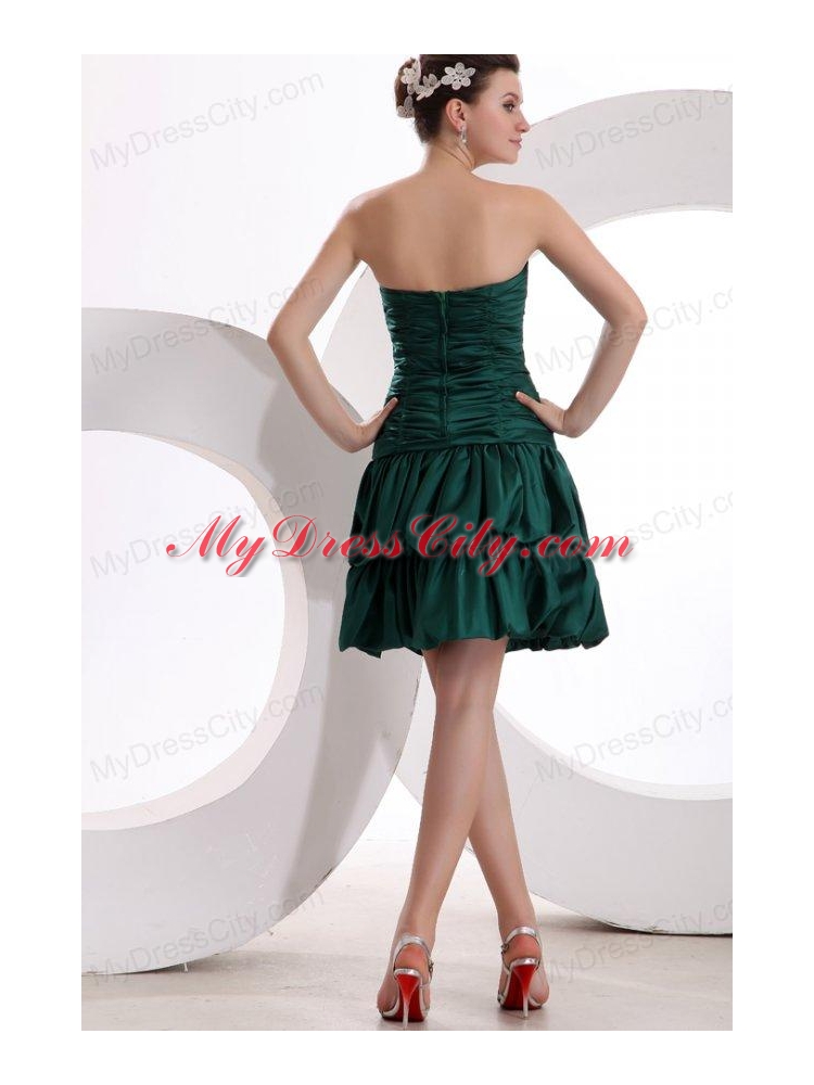 Green Column Ruching and Beading Sweetheart Prom Dress