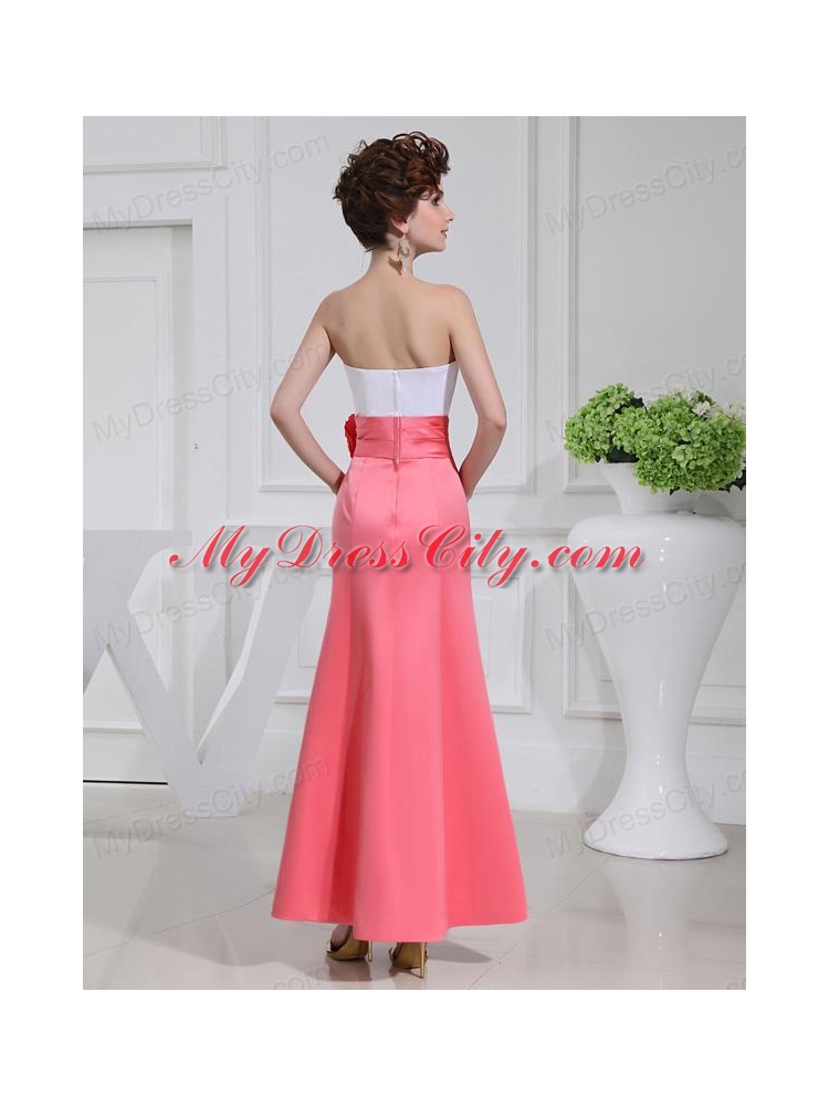 A-line Prom Dress with Hand Made Flowers Swaetheart Taffeta Watermelon