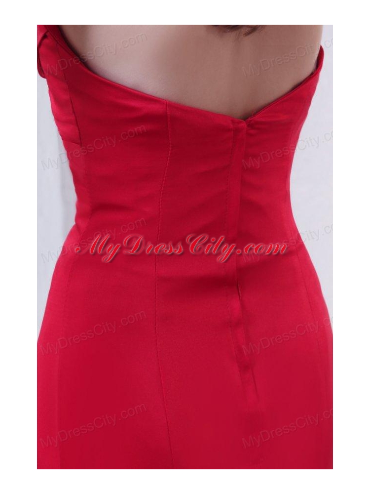 Coral Red Mermaid Sweetheart High-low Prom Dress with Ruffles